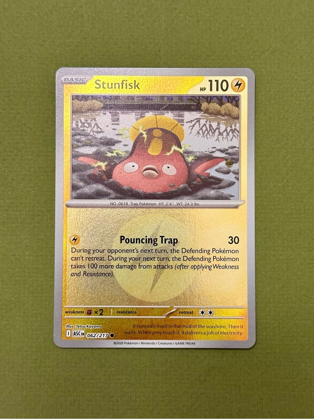 Stunfisk Pokémon Card - 062/217 Ascended Heroes Reverse Holo